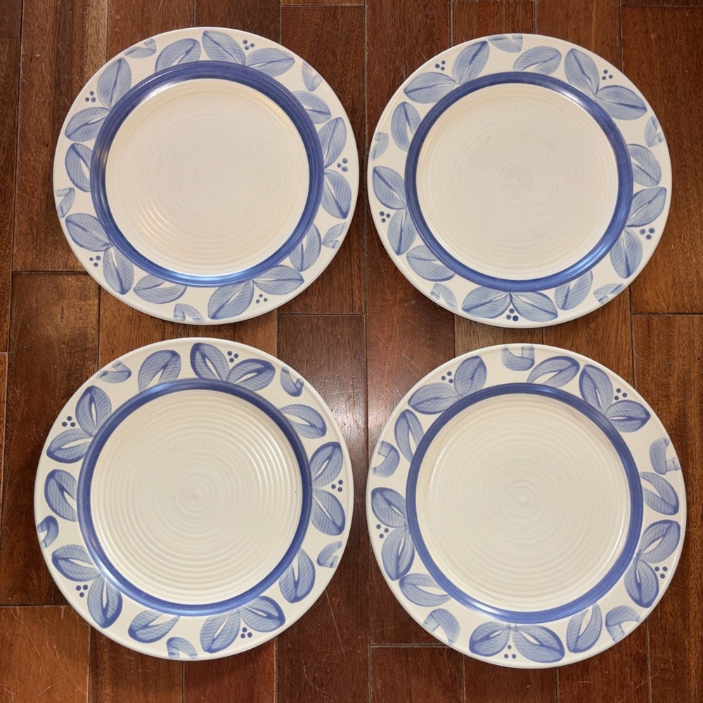 4pc VTG 1999-2003 Pfaltzgraff Villa Flora 11" Stoneware Dinner Plates Plate